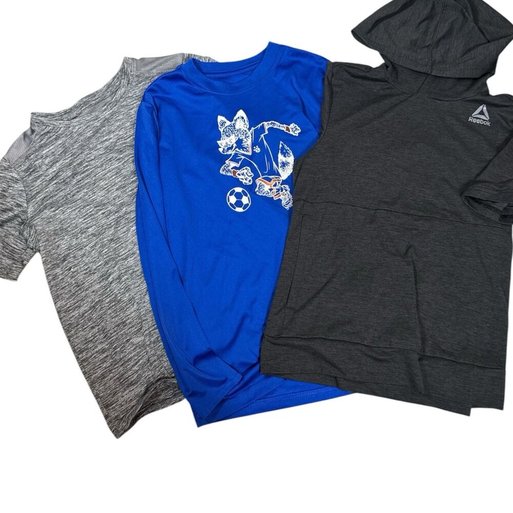 Boys Sz 8 Dry Fit Athletic Shirt Lot Bundle Hooded Tee Fox Soccer